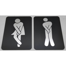 Wc Tuvalet Işareti Bay Ve Bayan, Pleksi Aynalı Takım ( 2 Adet