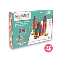 Magly Manyetik Yapı Blokları – Çocuklar Için Renkli 3 Boyutlu 72 Parça Manyetik Karo Oyun Seti