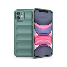 Zore İphone 11 Kılıf Esnek Tpu Oyuklu Arka Yüzey Tasarımlı Ogaa Etnik Silikon Kapak - Koyu Yeşil