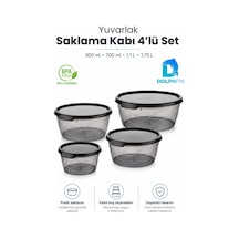4 Lü Yuvarlak Saklama Kabı Seti 300 Ml 700 Ml 1,1 L 1,75 L Füme Şeffaf Bpa İçermez Siyah