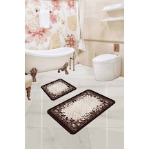 Kahve Deri Görünümlü Banyo Halısı Klozet Paspas Seti Bs328n11 Kahverengi