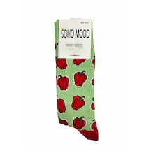 SOHO MOOD Biber Figürlü Erkek Çorabı 40-44 - Kırmızı-Yeşil