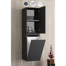 Yıldız 35 130 Cm Antrasit Gri Mat Mdf Sepetli Asma Banyo Boy Dolabı