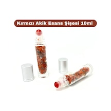 Yıldız Doğal Taş Sertifikalı Kırmızı Akik Doğal Taş Esans Şişesi + Roller Masaj Aleti 10 ML