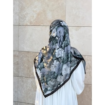 Qalortex Scarf Pamuklu Gonca Desen Eşarp - Antrasit