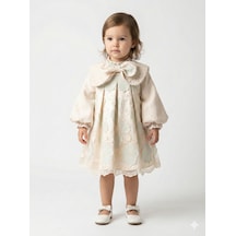 Xo Kids Kız Çocuk Elbise 7-11 Yaş 3713 Bej - Yeşil