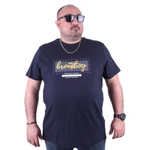 Mocgrande Büyük Beden Erkek Baskılı Tişört Brnx Boy 23131 LACIVERT-LACIVERT