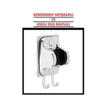 Gri Duş Mafsalı Yapışkanlı Askılı Lif Havlu Asma Duş Başlığı Tutacağı Banyo Duşakabin Gümüş Diğer