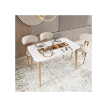 Kadita Yemek Masası, 70x114 Açılır Yemek Masası, Beyaz Yemek Masası