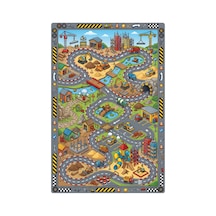 Kartela Halı Eğlenceli Şehir Kaymaz Taban Çocuk Oyun Halısı - 160 X 240 Cm Çok Renkli