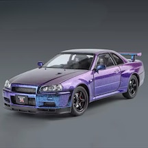 Nissan Skyline Gt-r R34 Mavi Mor Simli 1/24 Araba Diecast Model