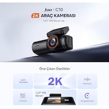 C10 2k Qhd Wifi Ekranlı Araç Kamerası 140 Derece Geniş Açı Gece Görüş G-sensörlü Araç İçi Kamera