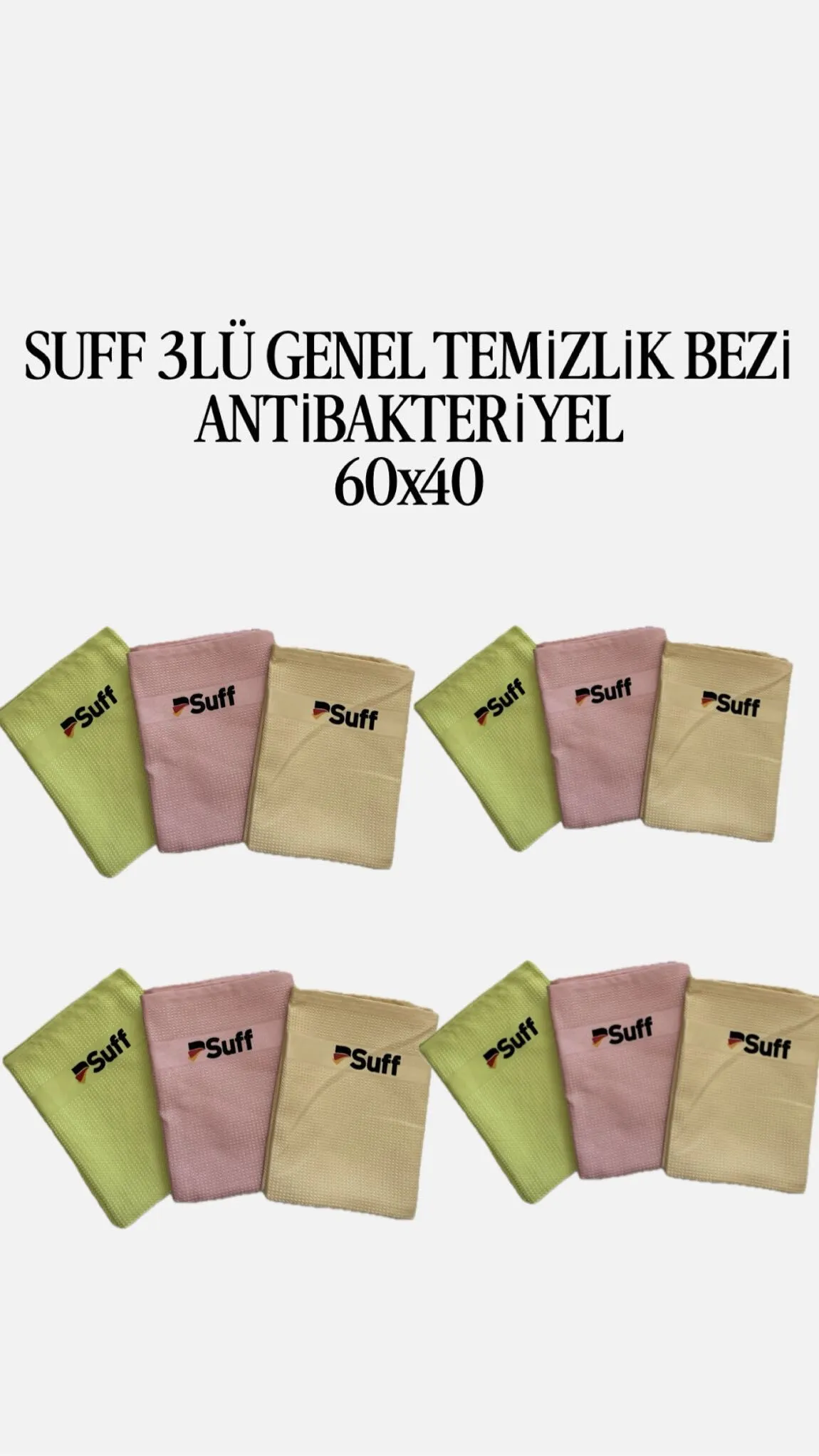 Suff 3lü Genel Temizlik Bezi 60x40 4 Paket Çok Renkli