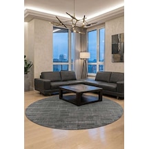 Luxera Modern Perfectly Yün Tuşeli Akrilik Yuvarlak Halı Lu06 Antrasit