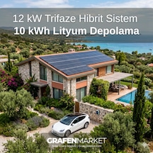 12 Kw Trifaze 10 Kwh Lityum Depolama Hibrit Paket Sistem