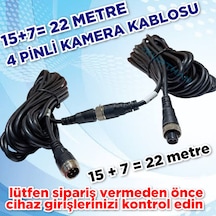 22 Metre 15 + 7 4 Pinli Ticari Araç Kamera Kablosu 12-24 Volt