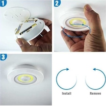 3'lü Pilli Led Spot Lamba Yapışkanlı Uzaktan Kumandalı Dolapiçi Beyaz