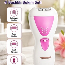 Hk-7600 Şarjlı Epilasyon Cihazı 4 Başlıklı Kişisel Bakım Seti
