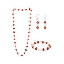 Akik Taşlı 925 Ayar Gümüş Üçlü Set 201021770