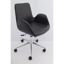 Hava Siyah Deri Ofis Çalışma Sandalyesi