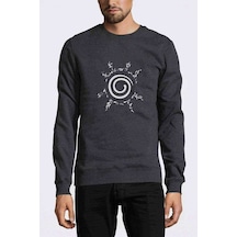 Shiki Fujin Baskılı Füme Antrasit Erkek Örme Sweatshirt