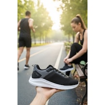 Enoch Erkek Spor Ayakkabı Çift Dokulu Sneaker Modern Tasarım Yürüyüş Ve Koşu Modeli Siyah