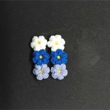 Üç Çiçek Şık Tasarım Amigurumi 2 Li Toka Seti Mavi Tek Ebat Çok Renkli