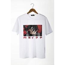 Unisex Beyaz Önü Anime Baskılı Oversize Pamuklu T-shirt Beyaz4