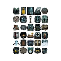 30 Adet Dark Temalı Sticker Seti - Laptop Defter Telefon İçin Çok Renkli