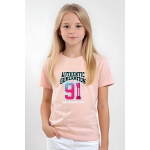 Panios Kids Authentic Baskılı Kız Çocuk Kısa Kollu T-shirt Somon Panios Kids Authentic Baskılı Kız Çocuk Kısa Kollu T-shirt Somon