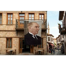 Gazi Mustafa Kemal Atatürk Yan Portre Poster Bayrak Premium Raşel Kumaş 300x450cm Ata58 Diğer