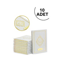 10 Adet İsme Özel Kabartmalı Mevlüt Hediyelik Ciltli Yasin Kitabı - Çanta Boy 128 Sayfa - Beyaz