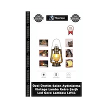 Özel Üretim Salon Aydınlatma Vintage Lamba Retro Şarjlı Led Gece Lambası Lw41 Koyu Ahşap