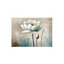 Beyaz Lotus Çiçeği Dekoratif Mdf Tablo