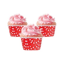 Kırmızı Puanlı Muffin Kek Kapsülü 25 Adet Muffin Kağıt Kırmızı Kağıt Kırmızı Diğer