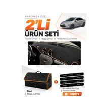 Ford Mondeo Mk4 2008-2014 Uyumlu Torpido Örtüsü + Deri Bagaj Çantası + Sticker - Siyah Kahverengi