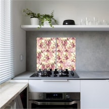 Dekoratif Cam Ocak Koruyucu ve Kesim Tahtası Pembe Beyaz Güller 6