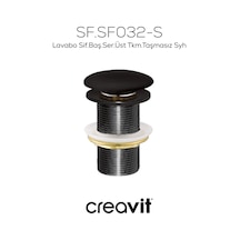 Creavit Lavabo Sifon Başlığı Seramik Üst Takım Taşmasız Siyah