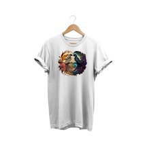 Kuş Baskılı Beyaz T-shirt Beyaz