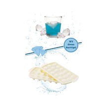 Pratik Kapaklı 18 Bölmeli Elmas Şekil Buz Kalıbı Diamond Ice Elmas Buz Kalıbı Bej