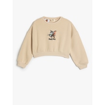 Koton Tom Ve Jerry Sweat Lisanslı Bisiklet Yaka Uzun Kollu Gri 5wkg10571ak Gümüş