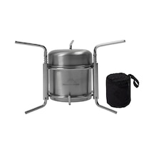 Geeksen Dışarıda Taşınabilir Paslanmaz Çelik Alkol Ocağı - Piknik Kamp Pişirme Ve Su Kaynatma Aleti Gümüş