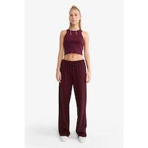 Defacto Wide Leg Normal Bel Standart Boy Pantolon C1428AX25AU Bordo