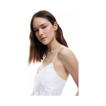 Koton Volanlı V Yaka Pamuklu Askılı Slim Fit Dikiş Detaylı Crop Bluz Beyaz 5sal30026ıw Beyaz