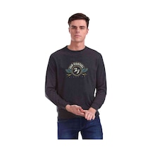 Foo Fighters Logo Baskılı Füme Antrasit Erkek Örme Sweatshirt