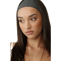 Saç Bandı Pamuk Kadın Bandana Spor Kafa Bandı Headband K. Gri Koyu Gri