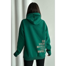 Kadın Yeşil Do What Makes You Happy Baskılı Oversize Kapüşonlu Sweatshirt Yeşil Kadın Yeşil Do What Makes You Happy Baskılı Oversize Kapüşonlu Sweatshirt Yeşil
