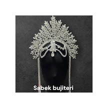 Crystal Forest- Taşlı Taç Gelin Tacı Alınlıklı Taç Nişan Tacı Kına Tacı Işıltılı Taç Zarif Taç After Beyaz - 788246099 Beyaz
