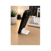 Katlanabilir Telefon Standı 2'li Set - Beyaz Masaüstü Telefon Tutucu - Taşınabilir Mini Telefon Standı - Anahtarlıklı Telefon Standı Beyaz Beyaz