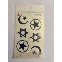 Yıldızlar 18x11 Cm Aylık Yarı Kalıcı Kalıcı Geçici Dövme Yapıştırma Dövme
